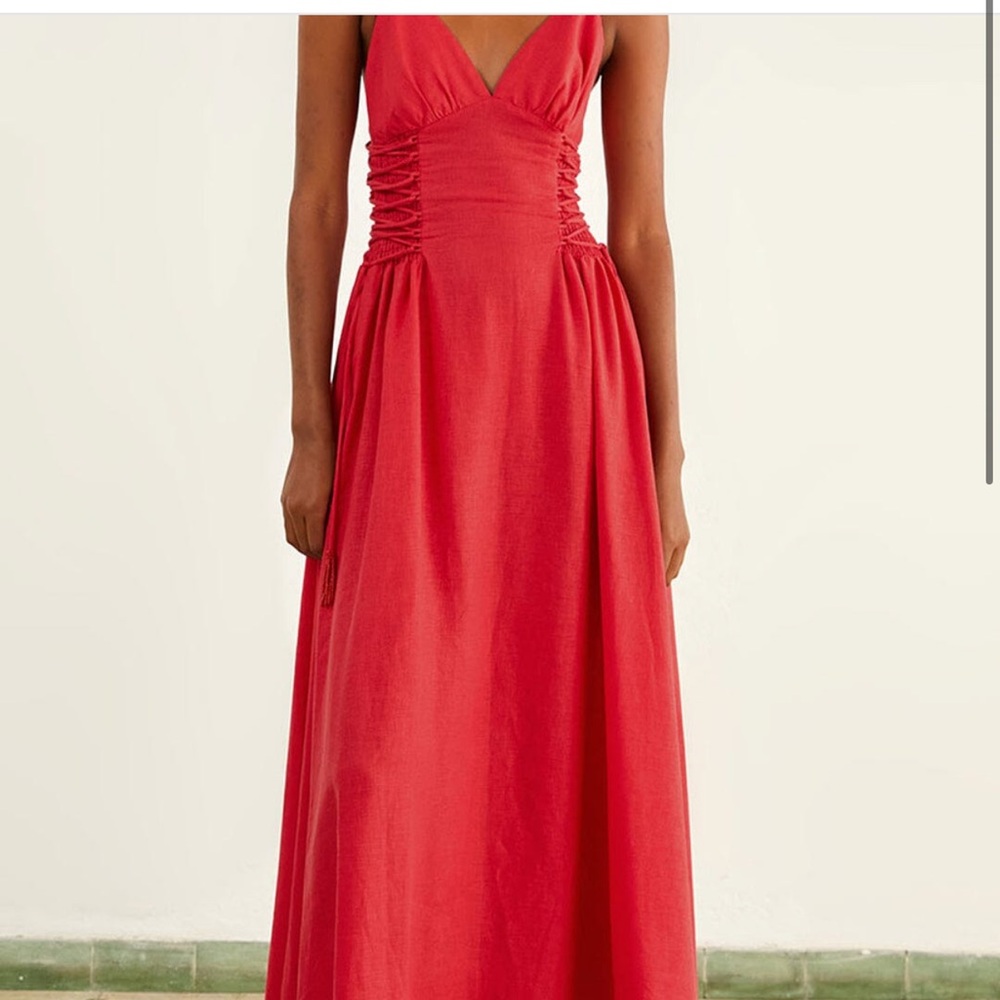 Farm Rio Red Sleeveless Midi Dress Size S